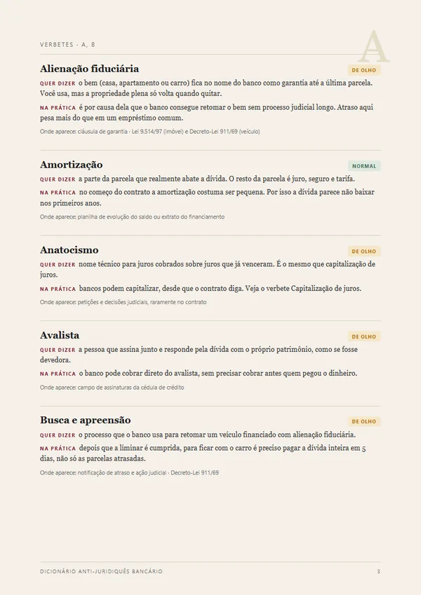 Página de verbetes do dicionário