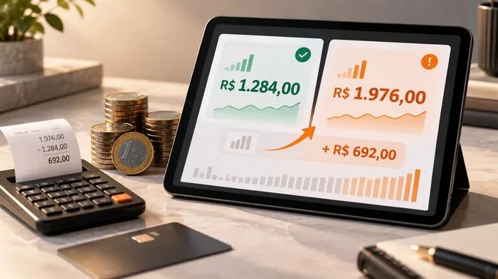 Comparativo de valores pagos a mais no contrato
